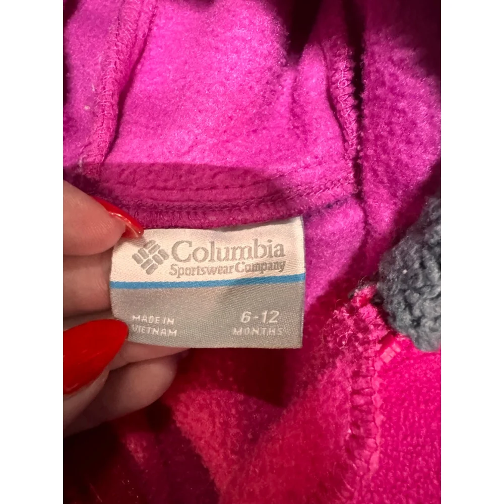 Baby Columbia‎ Pink & Gray Fleece Footie 6-12 Months